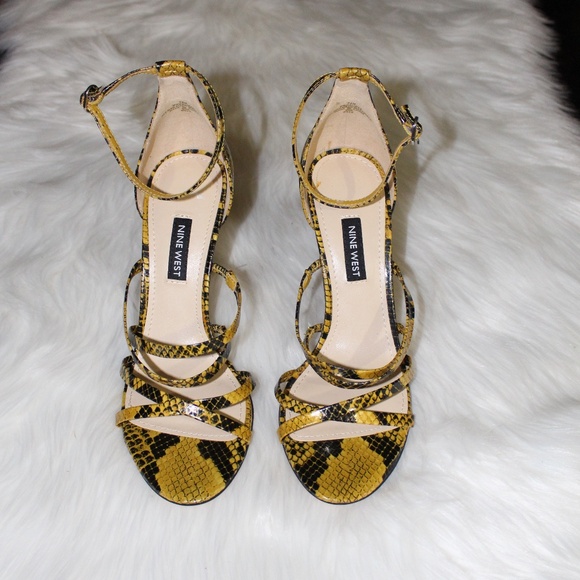 Nine West Shoes - Nine West, Snakeskin print Strappy Heels